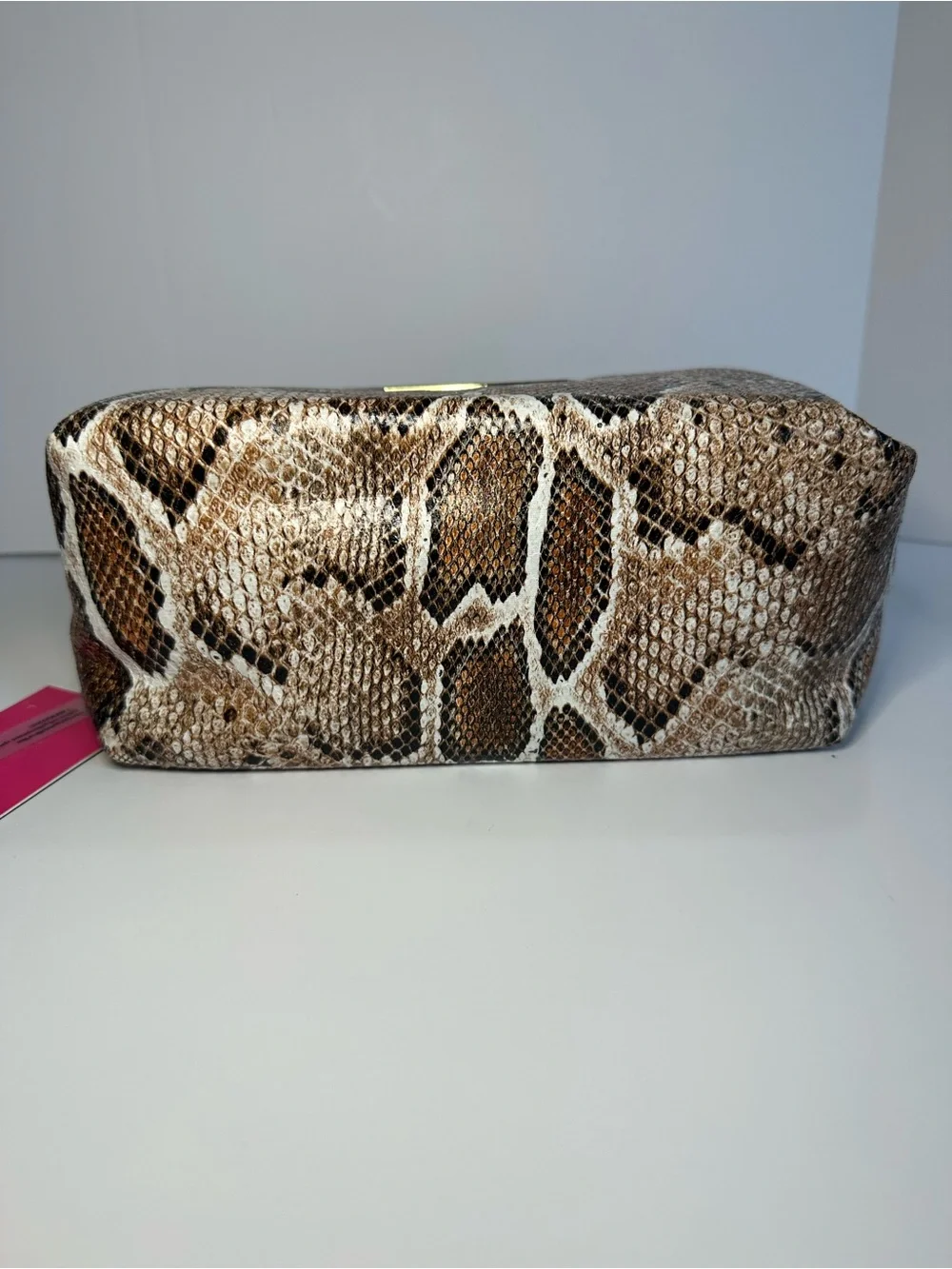 Vince Camuto New Snakeskin Print Cosmetic Makeup Travel Bag